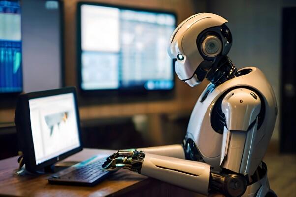パソコンを使うロボット