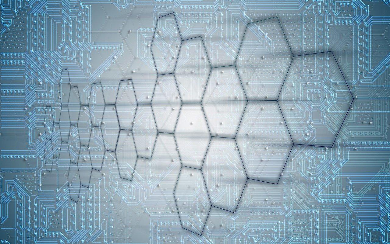 ハニカム模様や基板のイメージ