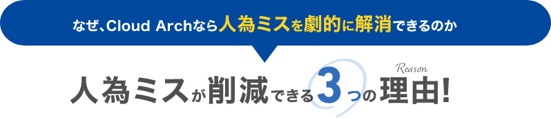 なぜ、Cloud Archなら人為ミスを劇的に削減できるのか。人為ミスが削減できる3つの理由