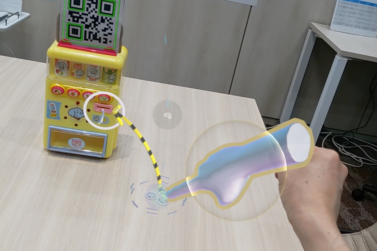 図 14　3Dパーツを手で掴んで配置しているところ