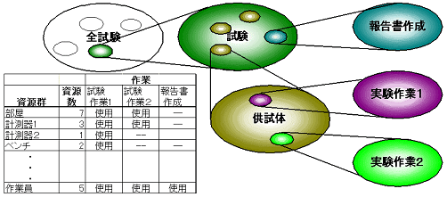 実験における供試体と作業の関係<