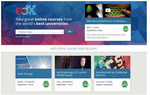 edXのトップ画面
